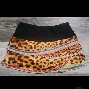 Women's Lucky in Love leopard print tennis skirt EUC